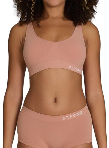 STEP ONE SmoothFit Bra. Ultra-Soft Women's Everyday Bra, Lifts & Supports and Feels Invisible on, Breathable Bamboo Moisture Wicking with Removable Cups Nude Blush Medium