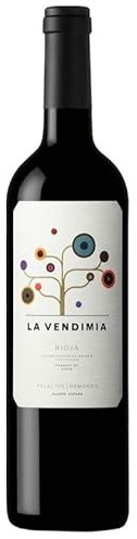 La Vendimia: Vino tinto rojo rubí con reflejos granate, aromas frutales y especiados. Fresco, ágil y equilibrado, con final medio y muy agradable (Pack de 2 Botellas)