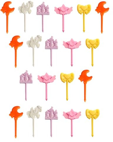 UYRVAPE 20pcs Mini unicorno forchette da frutta a forma di cartone animato, stuzzicadenti per bambini, per torte e dolci, mini spiedini, stuzzicadenti, adulti, dessert, frutta, pasticcini, feste