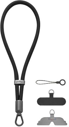 GOODAYY Wrist Strap Lanyard, Adjustable Tightness Phone Strap with Metal and Nylon Patch, Universal Phone Lanyard Wrist Strap Anti Theft for Outdoor Mobile Phone Accessories (Dark)