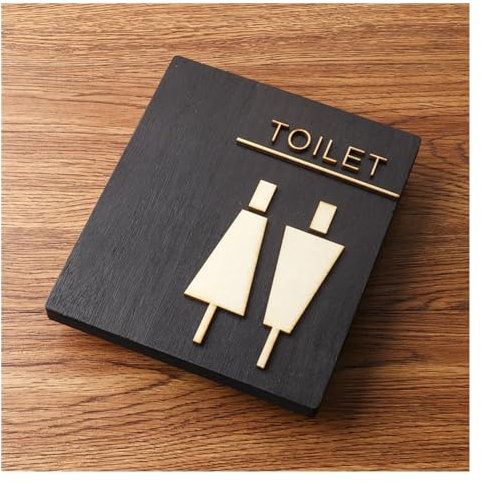 Panneau Wc Autocollants muraux en bois for porte de toilettes for hommes et femmes, signalisation de salle de bains, signalisation de toilettes, signe de rappel, autocollants muraux for la maison(1)