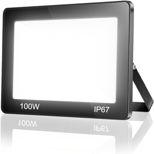 TASINUO Focos LED Exterior 100W IP67 Impermeable Proyector Exterior 1 Pieza | 6500K Blanco Frío Luz de Seguridad, 10000LM Potente Luces LED Exterior para Terraza, Garaje, Taller, Jardín
