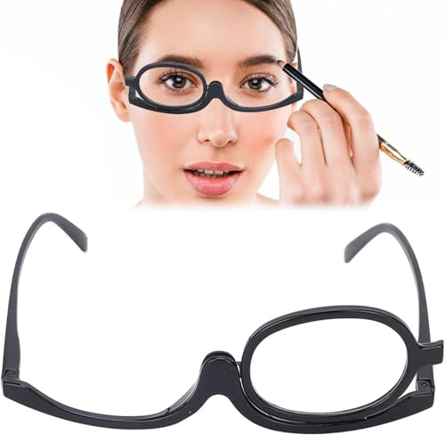 Uoxmiy Make Up Glasses, Magnifying Makeup Glasses With Flip-Down Single Lens Magnifying Cosmetic Readers(+2.50)