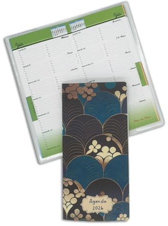 Nemau - Agenda de Poche 2026 - Format Compact – 64 Pages – Couverture en Gomme Expansée – Fabrication Française – Petit Agenda Pratique Pour Sac, Poche, Bureau et Déplacements - Décor Art Déco Marron