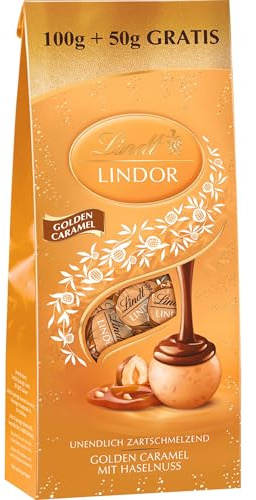 Lindt Schokolade | LINDOR Kugeln Golden Caramel, 150g Beutel, Geschenk