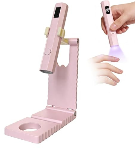 Lampada UV Portatile per Smalto,Mini Lampada UV LED Unghie, Lampada per Unghie Senza Fili 3W Asciuga Unghie Sciugatura Rapida con Supporto per Asciuga Unghie Salone di Casa, Rosa