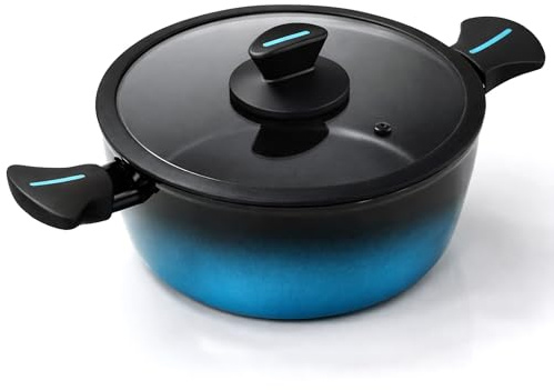 briebe MARE Cacerola Inducción, Acero Forjado 24 cm, Antiadherente Libre PFOA, Cazuelas Profesionales, Alta Resistencia, Aptas Para Todo Tipo de Fuegos, Tapa de Cristal, Fabricada en España