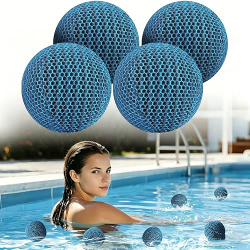 XIDEAN 4 Stück Hot Tub Pool Scum Absorber, 7cm Wiederverwendbarer Schaum zur Beseitigung von Schwammbällen, Poolschwamm Ölabsorber- Whirlpool-Schaumreiniger für Schwimmbäder Pool Klar