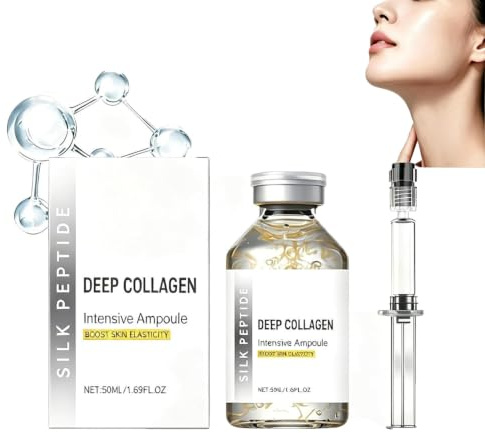 Sérum de Colágeno con Péptidos de Seda, Ampollas de Colágeno, Suavizar Las Líneas De Expresión Y Las Arrugas, Hidrata y Mejora la Elasticidad de la Piel, Piel Más Firme y Luminosa, 50ml