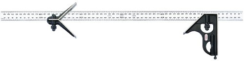 Starrett 33 mhc-600 geschmiedet, gehärtet Stahl Platz und Zentrum Köpfe mit Regular Klinge Kombinationswinkel, glatt schwarz Emaille Finish, 600 mm Größe