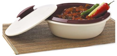 Signoraware Super Servierstar Siebservierer Casserole Thermo-Duo Küchenhelfer mit Sieb in beige weinrot Küchenchef Warmhalten Warmie Tups Sieb (1,8 Liter maroon)