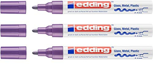 EDDING 750 Lackmarker 3er Sparpaket | 9 Farben & Sortierte zur Auswahl! (3er Set, violett)