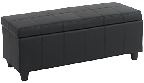 Mendler Aufbewahrungs-Truhe Kriens, Sitzbank Bank, Kunstleder, 45x114x45cm - schwarz matt