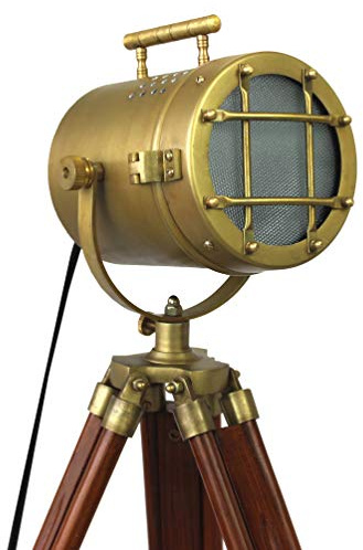 collectiblesBuy Vintage Model Small Searchlight Wooden Antique Tripod Style Lamps LED Spotlights Desktop Lamp Home & Office Decor