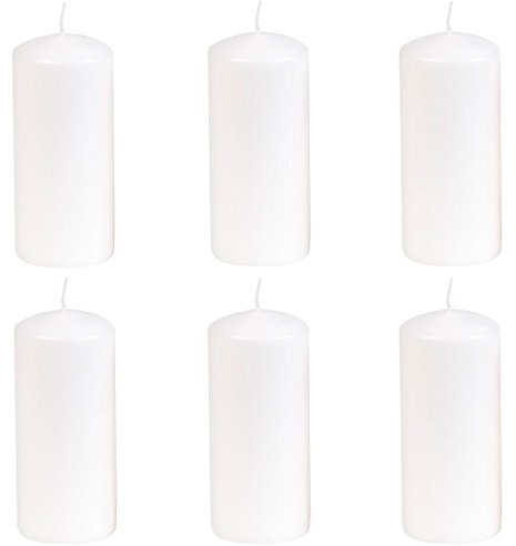 Gies Kerzen Stumpenkerzen 6Stück Ø58x130mm Weiß, RAL Gütezeichen, Baumwolldocht