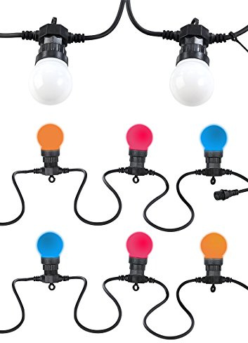 Lunartec Party Lichterkette außen: Party-Lichterkette, 20 bunten LEDs (Glühbirnenform), 8 Watt, 9 m, IP44 (Partybeleuchtung, LED Partylichterkette, in)