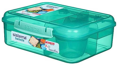 Sistema LUNCH contenitore Bento | Porta pranzo con vasetto per yogurt/frutta | 1,65 L | Senza BPA | Colori assortiti (Varia in base alla confezione) | 1 pezzo