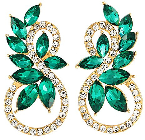 Brillante Rhinestones Verde Azulado Marquesa Cristal 8 Formas Infinitas Oro Pendientes, Fiesta Prom Vestir