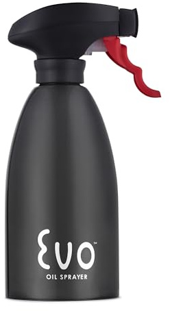 Evo Oil Sprayer 8113BLK Bottle, Non-Aerosol for Olive Cooking Oils, Black Stainless Steel