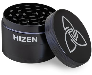 Zen Juego básico de molinillo de tabaco, hierbas, polen, flores, especias, con compartimento para polen y raspador, negro mate