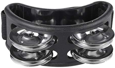 Milisten Fuß Tamburin mit Metallklingeln Glocke Percussion Musikinstrument Fußtrommel Schwarz