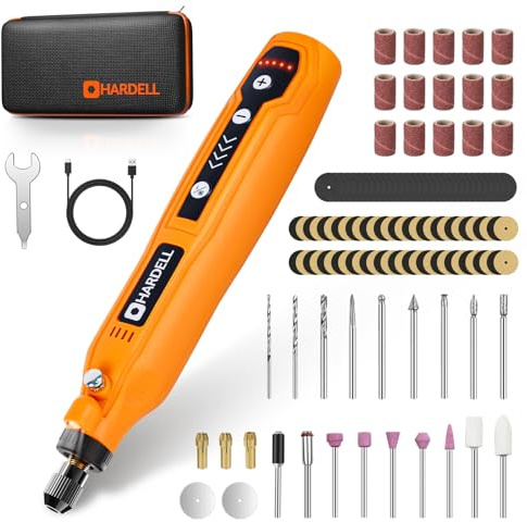HARDELL Mini Cordless Rotary Tool, 5-Speed and USB Charging Rotary Tool Kit with 69 Accessories, Multi-Purpose 3.7V Power Rotary Tool for Sanding, Polishing, Drilling, Etching, Engraving, DIY Crafts