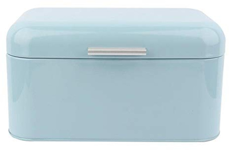 Boîte à pain en métal vintage pour comptoir de cuisine, conteneur de stockage de bac à pain(Bleu)