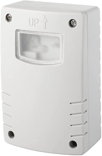 C-LOGIC 510-PC Interruptor Crepuscular - Control Automático de Iluminación Exterior IP54, Temporizador Luz Exterior de 1 a 9 Horas o Encienda al Anochecer y Apague al Amanecer con Montaje en Pared