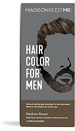 Madison Reed Mr. Hair Color for Men, Medium Brown Demi-Permanent Hair Dye, Reduces Grays in 15 Minutes For Hair & Beard, Nourishing & Strengthening, Keratin & Argan Oil, 2 Applications