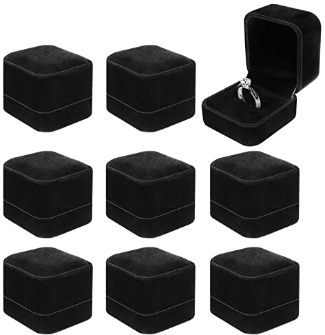 dafuhao 8 Pcs Samt Ringbox Schwarz Ohrring Etui，Ringschachtel Ohrstecker Etui，Ohrring Ring Etui Ringkästchen für Ring Ohrstecker Vorschlag Heiratsantrag Juweliergeschäft（4.5 * 5 * 4cm）