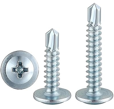 FandWay 100 Pezzi Viti Autofilettanti a Testa Tonda,Viti Autoforanti a Testa Croce Bottone M4.2x32mm,Viti per Lamiera Completa Filettatura Acciaio Carbonio Zincata per Metallo Alluminio DIY Legno.