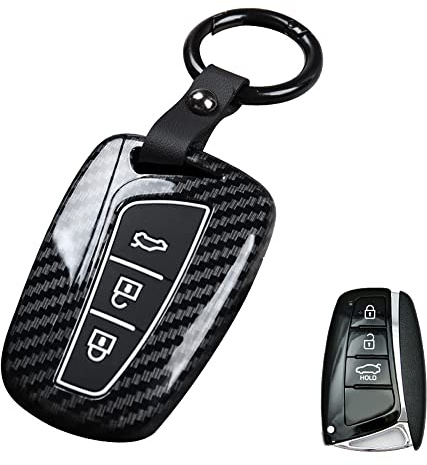 ontto Autoschlüssel Hülle Passt für Hyundai Santa Fe DM IX45 Grandeur Azera Equus Genesis L110 G80 ABS Schlüsselcover Schlüsselanhänger Schlüsselhülle Schlüsselbox Schlüsselschutz-Kohlefaser schwarz