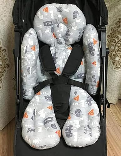 Baby Stroller Cushion Seat Liner Cotton Pushchair Seat Pads Universal Pram Insert Pad Warm Pushchair Seat Covers for Pram Buggy Baby Carriage Washable Winter Thick Infant Pushcar Seat Mat (Grey)