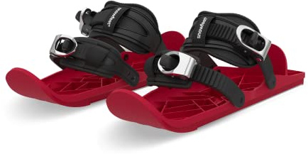 Snowfeet MINI Kids | Shoe Size < 6 US | Mini Ski Skates for Snow | Skis for Winter Shoes | Short Snowskates Snowblades Skiboards | The Real Original (RED)