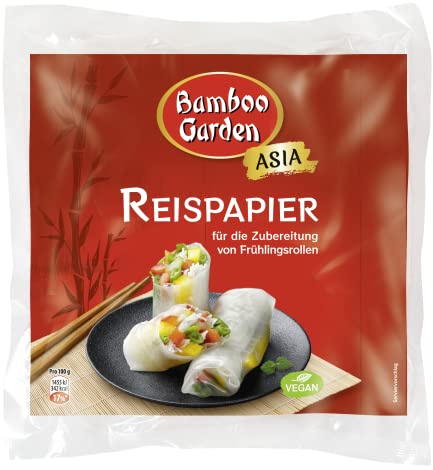 Bamboo Garden, Reispapier, für die Zubereitung von Frühlings- und Sommerrollen, Vegan, 1 x 150 g