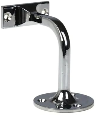Chrome Wall Handrail Bracket for Stair Handrails | Polished Metal Wall Mount Handrail Support | Single (Includes Screws)
