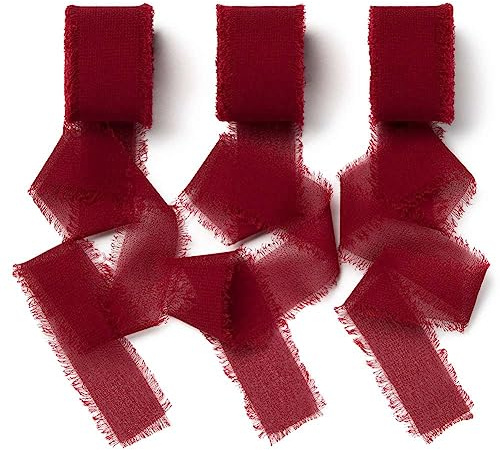 AOKSUNOVA Schleifenband Geschenkband Hochzeit Chiffonband Bordeaux Rot