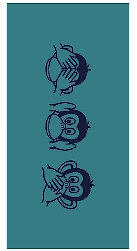 Depotex Strandlaken Strandtuch Badetuch Monkey Hellblau Handtuch Liegetuch Affen Emojis Strand Urlaub 80 x 160 cm