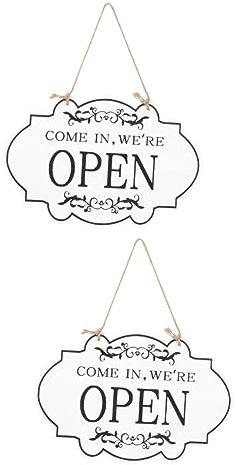 Ciieeo 2piezas Cartel Abierto Cerrado De Madera Doble Cara Decorativo Retro Para Tiendas y Bares Accesorio Resistente y Elegante Señalización De