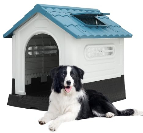 MoNiBloom Leicht zu reinigendes, isoliertes Hundehaus mit Matten und Tablett, langlebiges Hundehaus für kleine, mittelgroße und große Hunde, wasserdichte Hundehütten mit erhöhtem Boden und