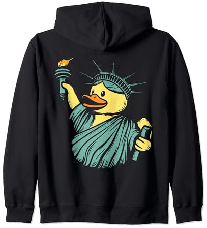 Statue of Liberty Rubber Duck New York Duckling Zip Hoodie