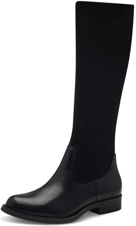 Tamaris COMFORT Damen Hohe Stiefel ohne Absatz mit Reißverschluss Elegant, Schwarz (Black), 42 EU