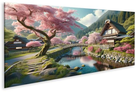 islandburner Tableau sur toile photoréaliste Japon Fleur de cerisier courbes douces Images murales Poster