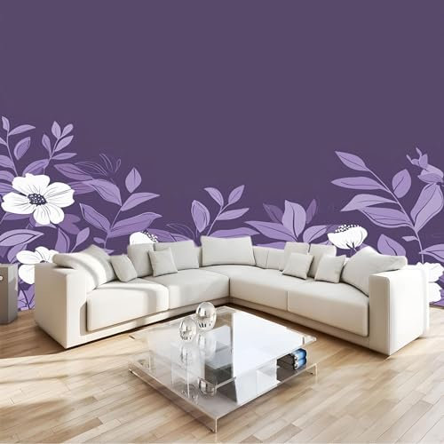 Vlies Fototapete Blumen-Lila Hintergrund Wasserfall für moderne Wohnzimmer Schlafzimmer Motivtapeten Wandtapete Tapete Vliestapete UV-Beständig Hohe Auflösung (200 x 140 cm)