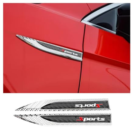 JNNJ 2 Pezzi Adesivo in Metallo per Auto Forma Della Lama, Adesivi Decorativi 3D per Carrozzeria, 3D Metallo Sport Auto Parafango Laterale Posteriore Tronco Emblema Badge Sticker Decalcomanie