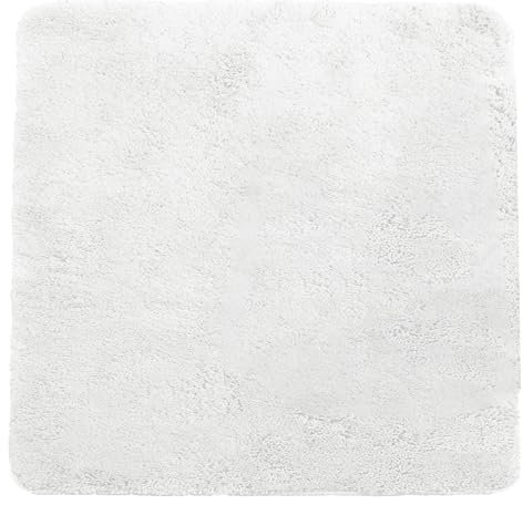 Brandsseller Alfombra de baño 50x50 cm Tapete de baño Alfombrilla de baño cuadrado de chenilla antideslizante absorbente lavable a máquina - Blanco