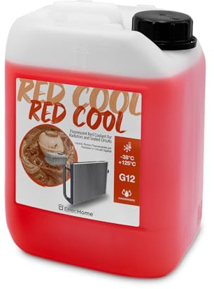 ERRECHOME Red Cool, rote Konzentrierte fluoreszierende Kühlerflüssigkeit, G12-Frostschutzmittel mit OAT-Inhibitorpaket auf organischer Basis, 5 Liter