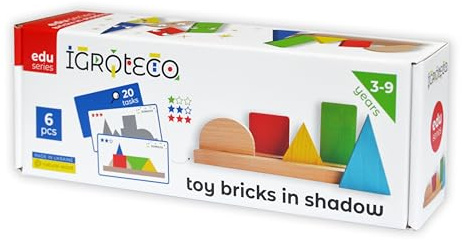 Igroteco Set geometrico in legno, 5 figure colorate e 20 compiti, materiali sicuri, incoraggia il pensiero logico e le capacità motorie fini