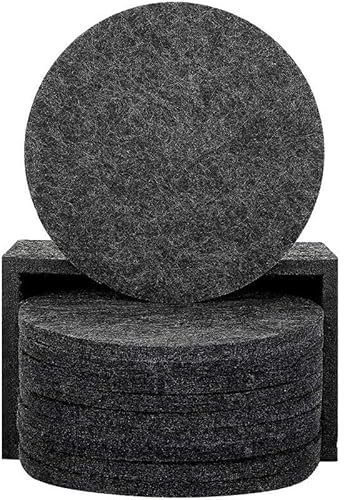 ThaiRoot Lot de 8 sous-verres ronds en feutre – Diamètre 10 cm – Épaisseur 5 mm – Anthracite, dessous de verre en feutre pour casseroles, verres, vases et bols, assiettes, couvre-table