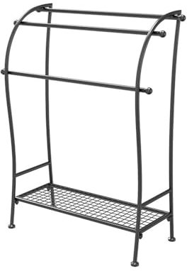 GLigeT Handtuchhalter Freistehend Bad Handtuch Rack Stand Kleiderbügel Rack Punch-freies Haushalt Lagerung Kleidung Rack Bad Handtuch Rack Handtuchleiter stehend(Schwarz)
